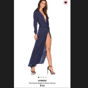 Lionnes dark blue plunge neck dress